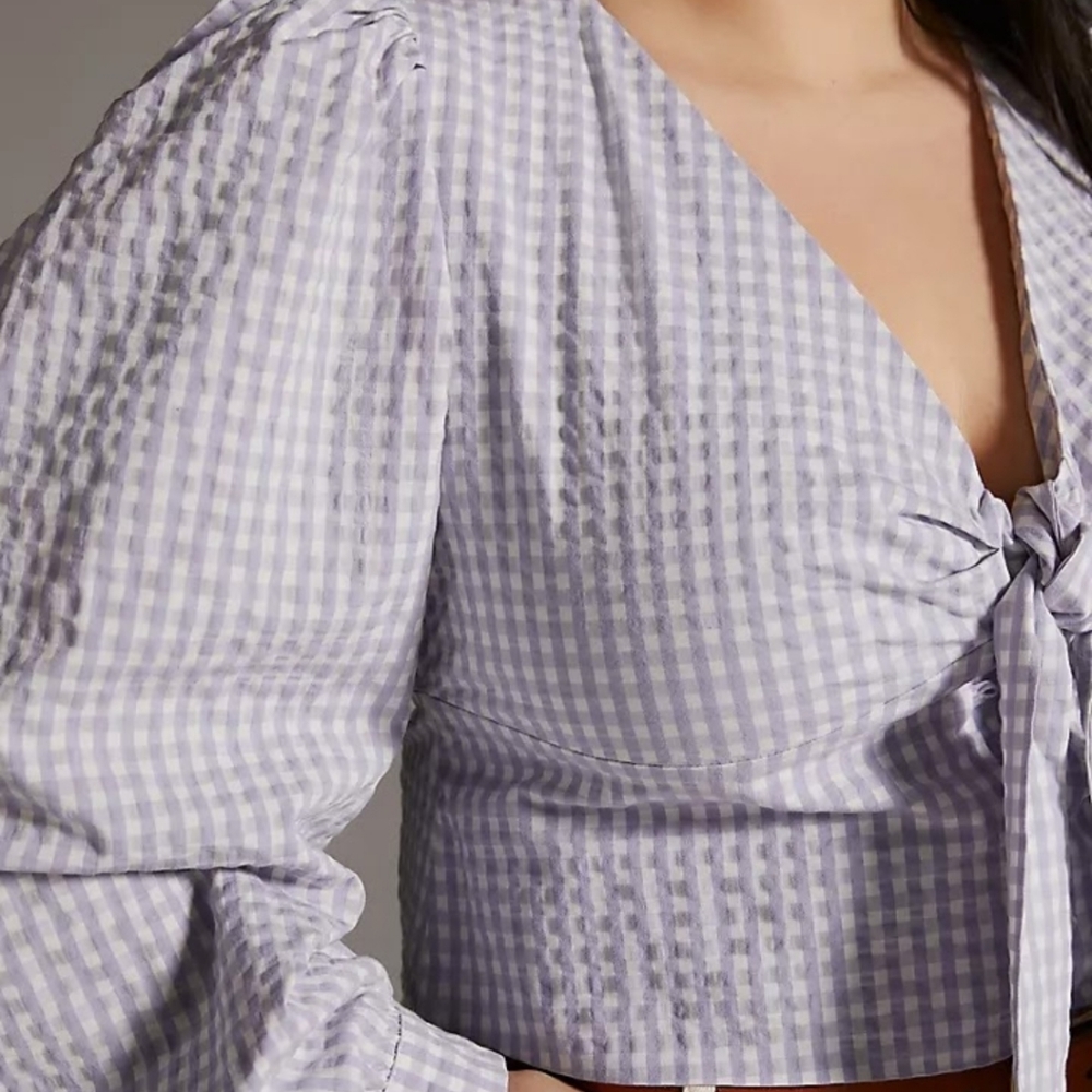NWT Anthropologie Crop Gingum Blouse 6